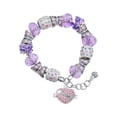 thumbnail image 1 of Delight Jewelry Silvertone Sister Banner on Pink Crystal Heart Purple Butterfly Bead Charm Bracelet, 7"+1" Extender, 1 of 5