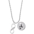 thumbnail image 1 of Delight Jewelry Silvertone Sister Infinity Sign Silvertone Script Initial Disc - A - Charm Necklace, 20"+3", 1 of 4