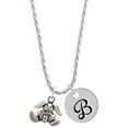 thumbnail image 1 of Delight Jewelry Silvertone Sitting Bunny with Easter Egg Silvertone Script Initial Disc - B - Charm Necklace, 20"+3", 1 of 4