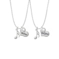 thumbnail image 1 of Delight Jewelry Silvertone Sixteenth Note Mother & Daughter Heart Necklaces (Set of 2), 19"+2", 1 of 4