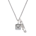 thumbnail image 1 of Delight Jewelry Silvertone Skull and Bones - Square Seal Silvertone Best Friends Forever Bar Charm Necklace, 23", 1 of 4
