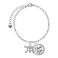 thumbnail image 1 of Delight Jewelry Silvertone Skull with Clear Crystals - Domed Thank You Charm Bracelet, 6"+2", 1 of 5