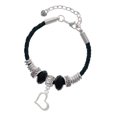 thumbnail image 1 of Delight Jewelry Silvertone Slanted Open Heart Middle Sister Celtic Knot Leather Bead Bracelet, 7"+2" Extender, 1 of 4