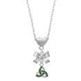 thumbnail image 1 of Delight Jewelry Silvertone Small 2-D Green Trinity Knot Silver tone Bow Heart Necklace, 1 of 4