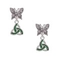 thumbnail image 1 of Delight Jewelry Silvertone Small 2-D Green Trinity Knot Silvertone Antiqued Butterfly Post Earrings, 1 of 4