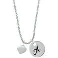 thumbnail image 1 of Delight Jewelry Silvertone Small 2-D Puffy Heart Silvertone Script Initial Disc - A - Charm Necklace, 20"+3", 1 of 4