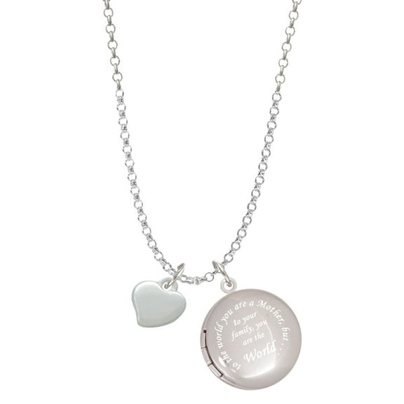 Delight Jewelry Silvertone Small 2-D Puffy Heart To the World You are a Mother Locket Necklace