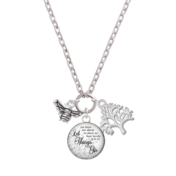 Delight Jewelry Silvertone Small 3-D Bee Let Things Go Fall Zoey Charm Necklace, 28"