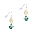 thumbnail image 1 of Delight Jewelry Silvertone Small 3-D Green Present with Bow Goldtone Leaf French Earrings, 1 of 4