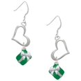 thumbnail image 1 of Delight Jewelry Silvertone Small 3-D Green Present with Bow Open Heart French Earrings, 1 of 4