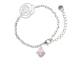 thumbnail image 1 of Delight Jewelry Silvertone Small 3-D Pink Present Box with Bow Silver-tone Flower Link Chain Bracelet, 6.75"+2" Extender, 1 of 4