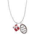thumbnail image 1 of Delight Jewelry Silvertone Small 3-D Red Present Box with Bow Best Mom Ever Charm Necklace, 1 of 4