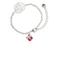 thumbnail image 1 of Delight Jewelry Silvertone Small 3-D Red Present Box with Bow Silver-tone Flower Link Chain Bracelet, 6.75"+2" Extender, 1 of 4