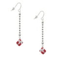 thumbnail image 1 of Delight Jewelry Silvertone Small 3-D Red Present Box with Bow - Silver-tone Long Sparkle Dangle French Earrings, 1 of 4