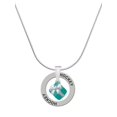 thumbnail image 1 of Delight Jewelry Silvertone Small 3-D Teal Present with Bow Hockey Ring Charm Necklace, 18", 1 of 4