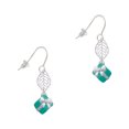 thumbnail image 1 of Delight Jewelry Silvertone Small 3-D Teal Present with Bow Silvertone Leaf French Earrings, 1 of 5