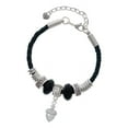thumbnail image 1 of Delight Jewelry Silvertone Small Acorn with Crystals Wife Celtic Knot Leather Bead Bracelet, 7"+2" Extender, 1 of 4