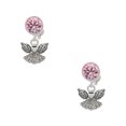 thumbnail image 1 of Delight Jewelry Silvertone Small Angel with Heart Pink Crystal Clip on Earrings, 1 of 5