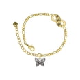thumbnail image 1 of Delight Jewelry Silvertone Small Antiqued Crystal Butterfly Gold-tone Paw Infinity Link Chain Bracelet, 6"+2" Extender, 1 of 3