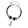 thumbnail image 1 of Delight Jewelry Silvertone Small Antiqued Ribbon with Paws Aunt Celtic Knot Leather Bead Bracelet, 7"+2" Extender, 1 of 4