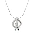 thumbnail image 1 of Delight Jewelry Silvertone Small Antiqued Ribbon with Paws Hockey Ring Charm Necklace, 18", 1 of 4