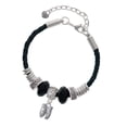 thumbnail image 1 of Delight Jewelry Silvertone Small Ballet Slippers Aunt Celtic Knot Leather Bead Bracelet, 7"+2" Extender, 1 of 4