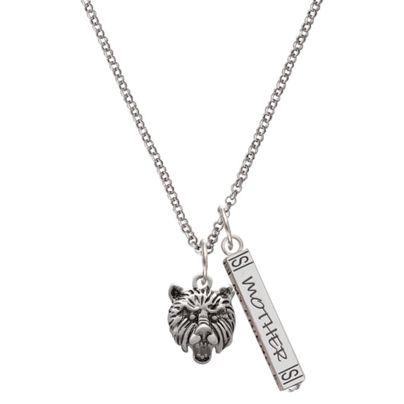 Delight Jewelry Silvertone Small Bear - Mascot Silvertone Mother Daughter Bar Charm Necklace, 23"