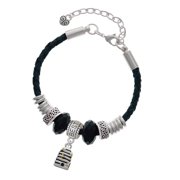 Delight Jewelry Silvertone Small Beehive with 4 Bees Best Friend Celtic Knot Leather Bead Bracelet, 7"+2" Extender