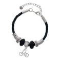 thumbnail image 1 of Delight Jewelry Silvertone Small Bicycle Mother Celtic Knot Leather Bead Bracelet, 7"+2" Extender, 1 of 1
