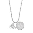 thumbnail image 1 of Delight Jewelry Silvertone Small Bicycle She is Clothed in Stength and Dignity Charm Necklace, 20"+3", 1 of 4