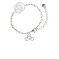 thumbnail image 1 of Delight Jewelry Silvertone Small Bicycle Silver-tone Flower Link Chain Bracelet, 6.75"+2" Extender, 1 of 4