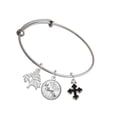 thumbnail image 1 of Delight Jewelry Silvertone Small Black Enamel Botonee Cross Silvertone Let Things Go Tree Charm Bangle Bracelet, 1 of 4