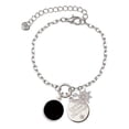 thumbnail image 1 of Delight Jewelry Silvertone Small Black Enamel Disc Silvertone Discover Dream Explore Zoey Charm Bracelet, 6.5+2" Extender, 1 of 4