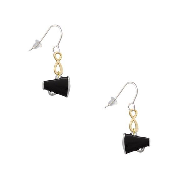 Delight Jewelry Silvertone Small Black Megaphone Gold Tone Infinity French Earrings