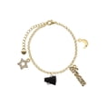 thumbnail image 1 of Delight Jewelry Silvertone Small Black Megaphone Goldtone Dream Big Charm Bracelet, 7.5+2" Extender, 1 of 4