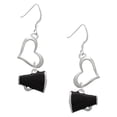 thumbnail image 1 of Delight Jewelry Silvertone Small Black Megaphone Open Heart French Earrings, 1 of 4