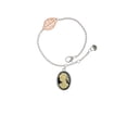 thumbnail image 1 of Delight Jewelry Silvertone Small Black Oval Cameo - Rose Goldtone Leaf Delicate Bracelet, 6.25+1.75", 1 of 4