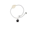 thumbnail image 1 of Delight Jewelry Silvertone Small Black Paw - Goldtone Leaf Delicate Bracelet, 6.25+1.75", 1 of 4