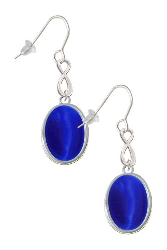 Silvertone Small Blue Imitation Cat's Eye Silver tone Infinity French Earrings