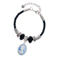 thumbnail image 1 of Delight Jewelry Silvertone Small Blue Oval Cameo Big Sister Celtic Knot Leather Bead Bracelet, 7"+2" Extender, 1 of 4