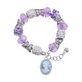 thumbnail image 1 of Delight Jewelry Silvertone Small Blue Oval Cameo Purple Butterfly Bead Charm Bracelet, 7"+1" Extender, 1 of 5