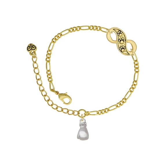 Delight Jewelry Silvertone Small Boxing Glove Gold-tone Paw Infinity Link Chain Bracelet, 6"+2" Extender