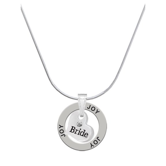 Delight Jewelry Silvertone Small Bride Heart Joy Ring Charm Necklace, 18"