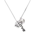 thumbnail image 1 of Delight Jewelry Silvertone Small Bride Heart - Love and Lock Charm Necklace, 18"+1", 1 of 4