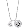thumbnail image 1 of Delight Jewelry Silvertone Small Bridesmaid Heart Silvertone Script Initial Disc - D - Charm Necklace, 20"+3", 1 of 4