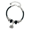 thumbnail image 1 of Delight Jewelry Silvertone Small Bulldog - Mascot Mother Celtic Knot Leather Bead Bracelet, 7"+2" Extender, 1 of 1
