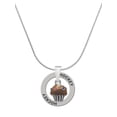 thumbnail image 1 of Delight Jewelry Silvertone Small Chocolate Cupcake with Crystal Sprinkles Hockey Ring Charm Necklace, 18", 1 of 4