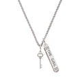 thumbnail image 1 of Delight Jewelry Silvertone Small Clear AB Crystals Oval Key Silvertone Hope Anchors the Soul Bar Charm Necklace, 23", 1 of 4