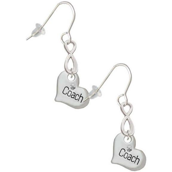 Delight Jewelry Silvertone Small ''Coach'' Heart Silver tone Infinity French Earrings