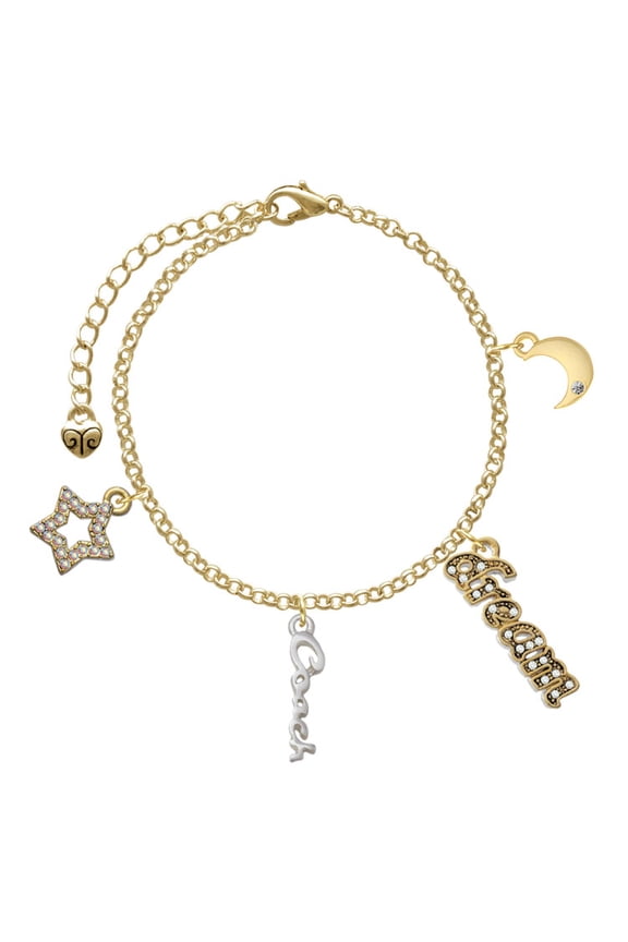 Silvertone Small Coach Script Goldtone Dream Big Charm Bracelet, 7.5+2" Extender
